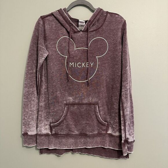Disney Tops - Disney Hoodie Size Medium‎ Maroon Mickey Mouse Distressed